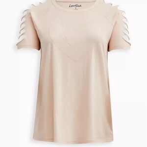 torrid love sick light pink slashed cold shoulder sleeve t shirt